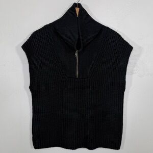 Mystree Half-Zip High Neck Turtleneck Sleeveless Knit Sweater Top Vest